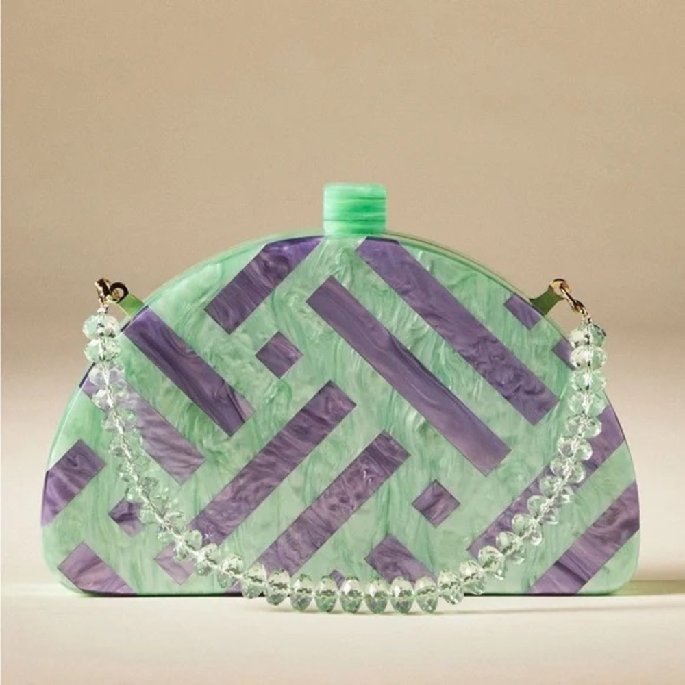 ANTHROPOLOGIE acrylic purse , beaded handle